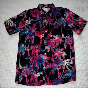 Boys XL Short-sleeve Button-down Hawaiian Tropical Palm Tree Aloha Shirt